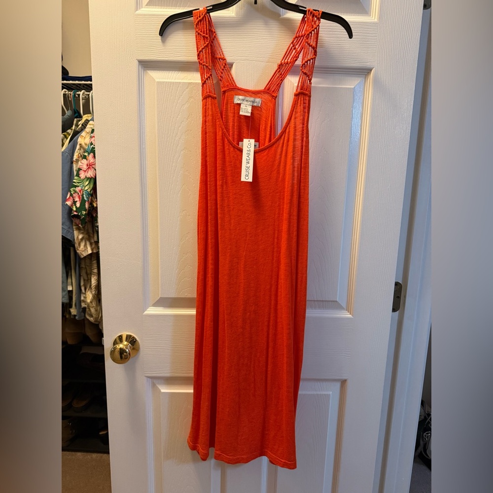 Women's Orange Sleeveless Dress or Bathing Suit Cover-Up
